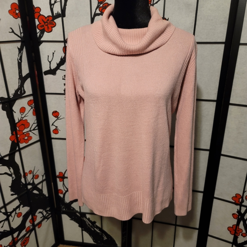 Carol Rose Mauve Soft Plush Cowl Neck Knit/Size Medium